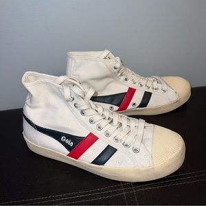 Gola Classics Women's Coaster High Sneakers in Off White/Red/Blue - Size 7